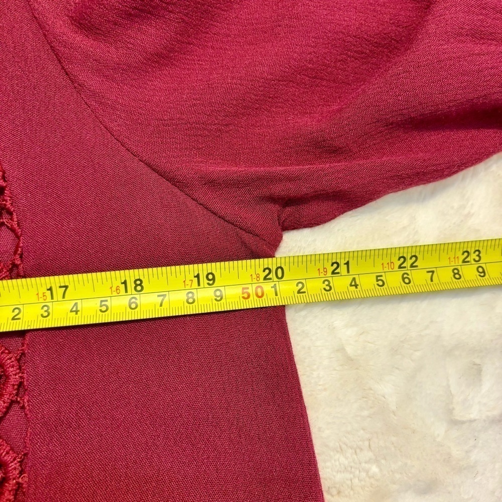 Ecru Lab Dress Small Long Sleeves Crochet Lace Detail Rayon Ties Tassels Boho - Picture 14 of 16